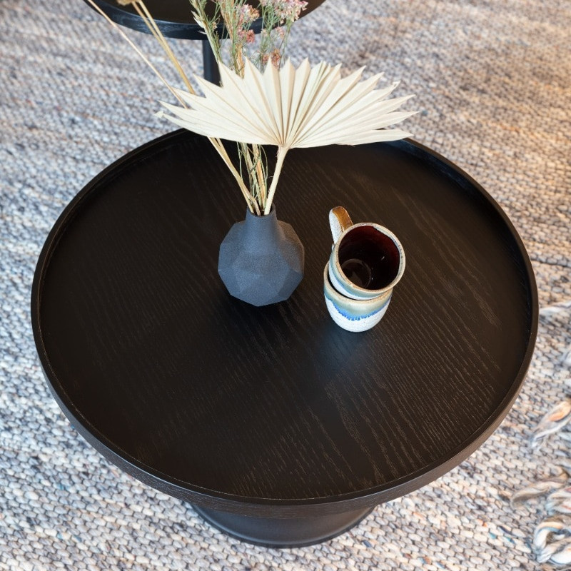 Petite Table Basse Noire Ronde En Bois Coup De C Ur Design