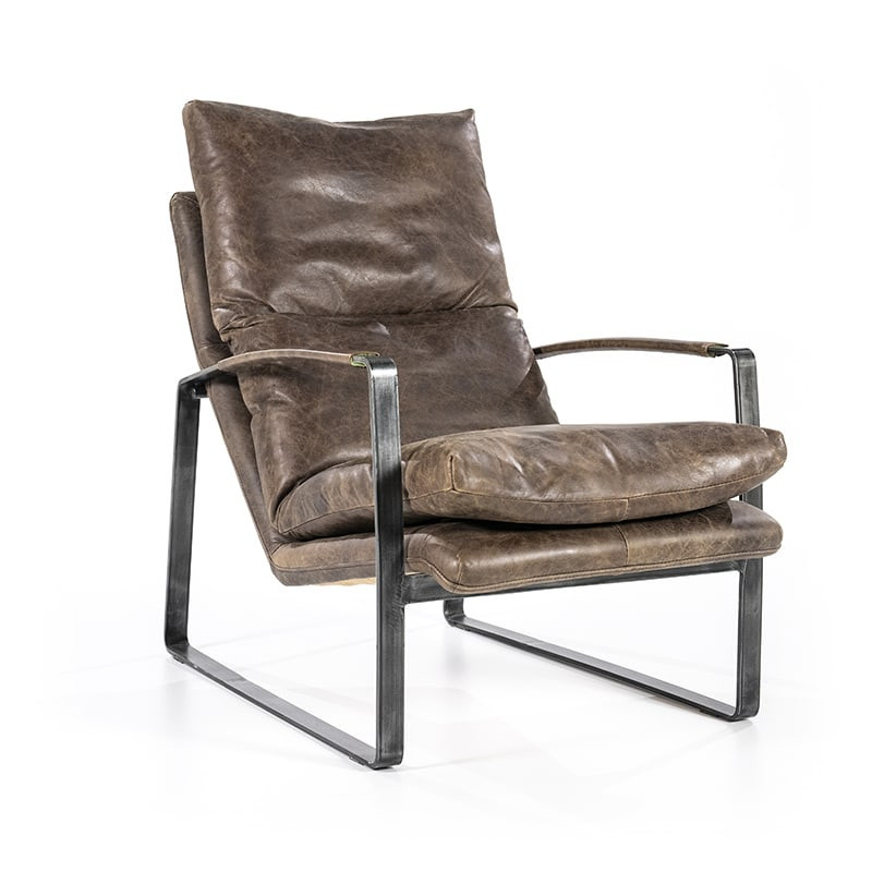 Fauteuil cuir marron vintage sur Coup de Cœur Design