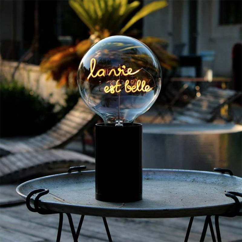 Ampoule décorative avec socle noir sans fil - Love Référence : CD_Amp63A
