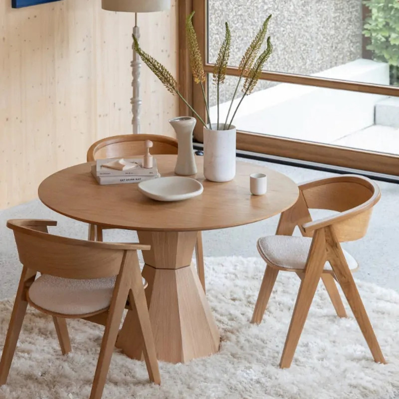 Table ronde bois pied central design sur Coup de Cœur Design