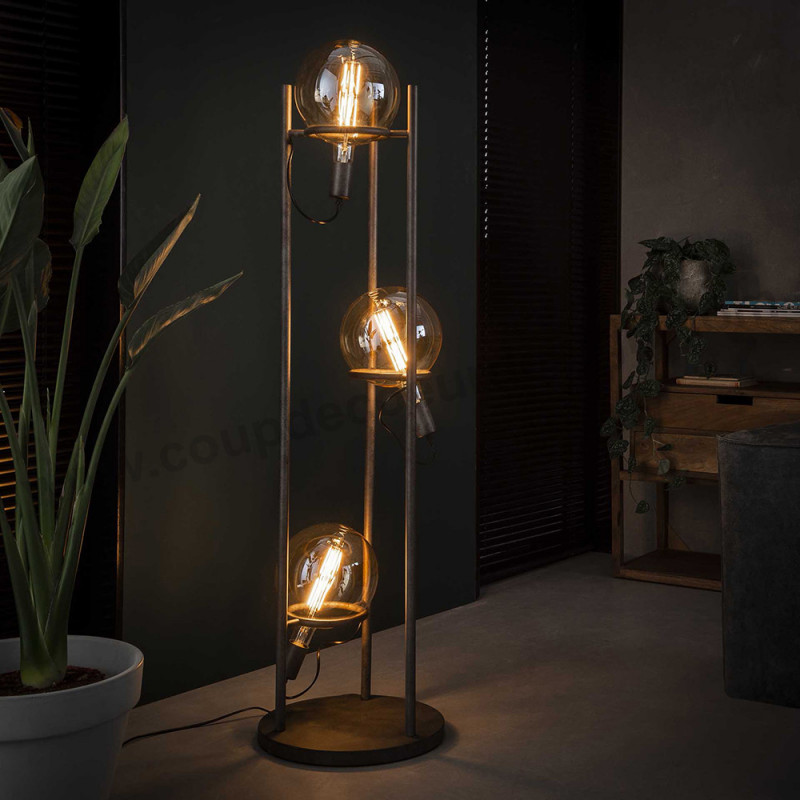 Lampadaire industriel design avec 3 ampoules déco - Pluton Référence :  CD_Lu01H