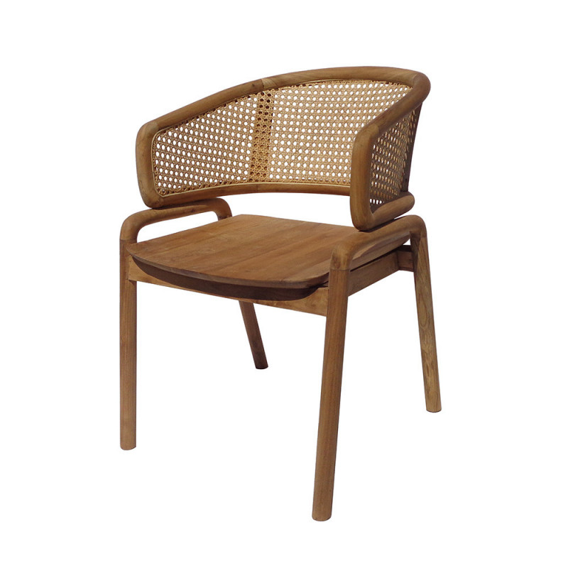 Chaise fauteuil en bois et cannage design Coup de Cœur Design