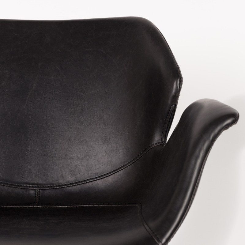 Chaise de bureau design noir simili cuir - Coup de Cœur Design