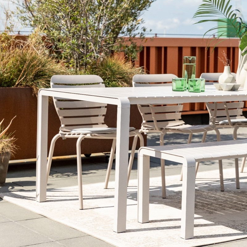 Table de jardin aluminium blanc design - Coup de Cœur Design