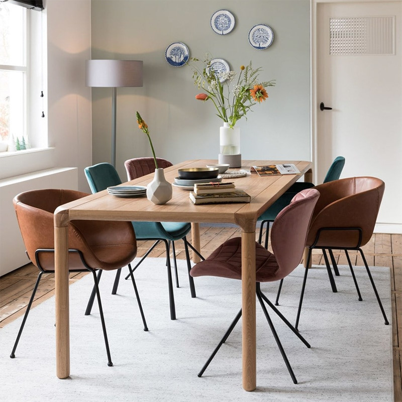 Chaise de salle à manger design en simili cuir marron - Feston Référence :  CD_Ch83E-03